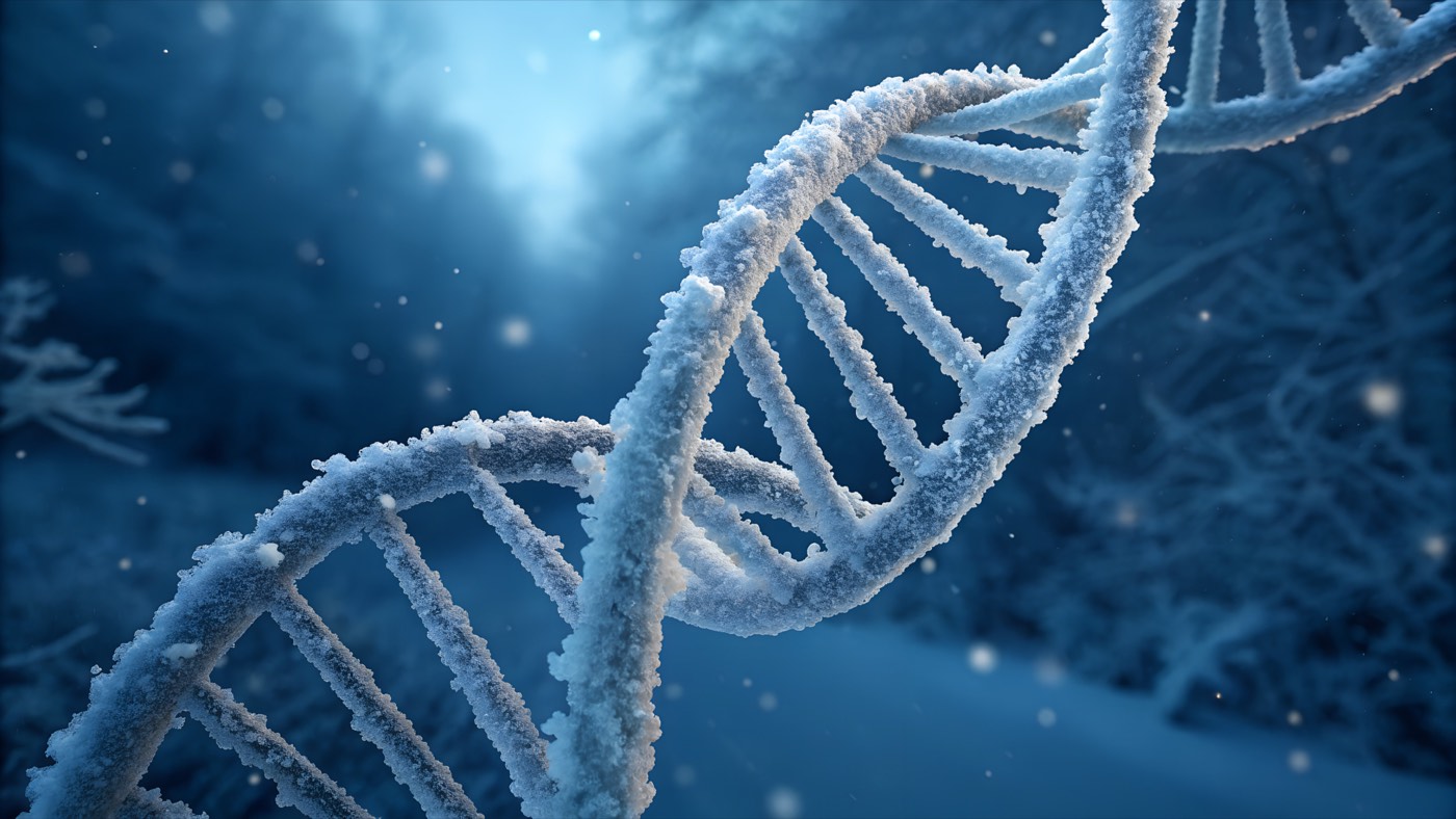 Vitrified double helix under cryogenic conditions